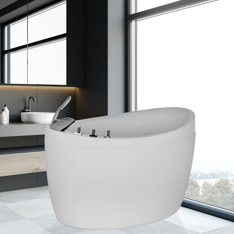 Empava 59" x 32" Freestanding Air Acrylic Bathtub with Faucet